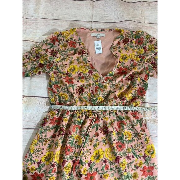 NWT Loft Women's Yellow Flounce Wrap Dress Long Sleeve - Small - Picture 11 of 14